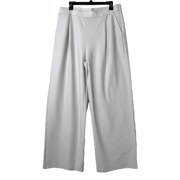 NWT Eileen Fisher Boiled Wool Jersey High Waisted Wide-Leg Pants in Chalk Size L - Picture 3 of 15